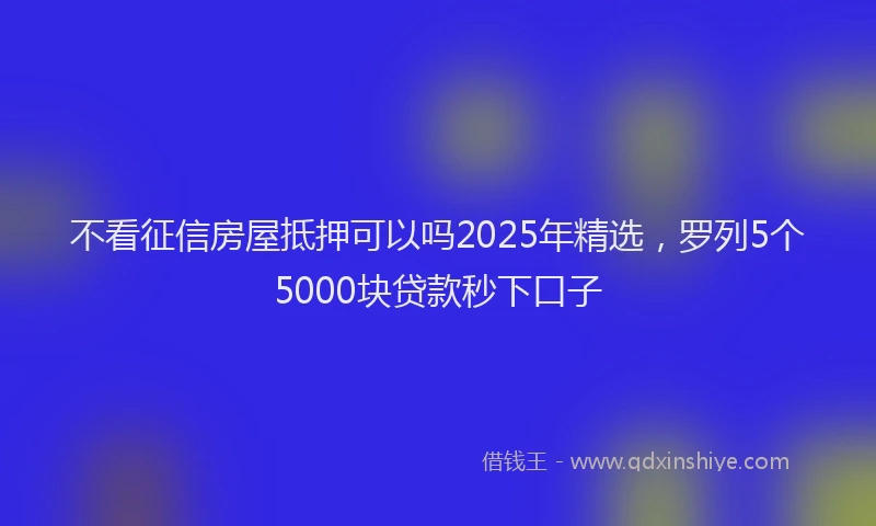 不看征信房屋抵押可以吗2025年精选，罗列5个5000块贷款秒下口子