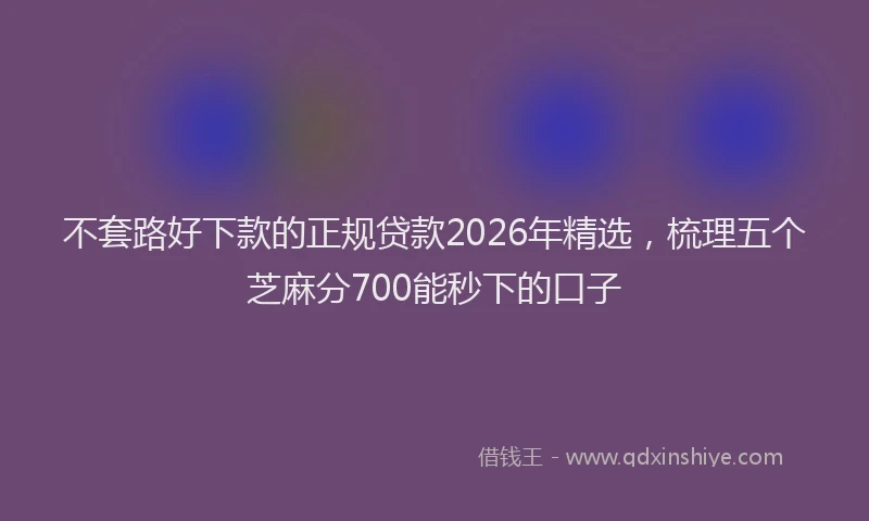 不套路好下款的正规贷款2026年精选，梳理五个芝麻分700能秒下的口子