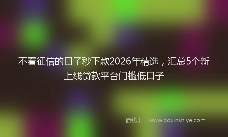 不看征信的口子秒下款2026年精选，汇总5个新上线贷款平台门槛低口子