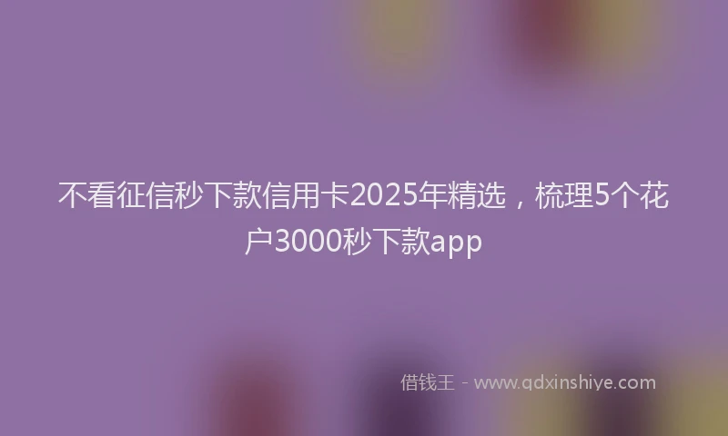 不看征信秒下款信用卡2025年精选，梳理5个花户3000秒下款app