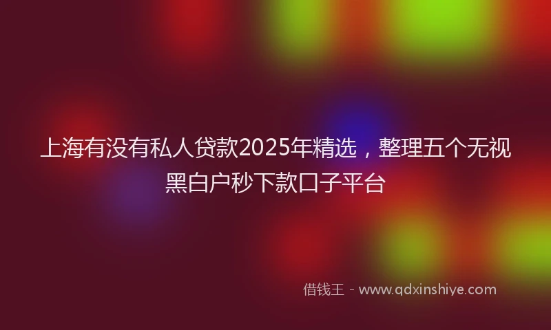 上海有没有私人贷款2025年精选，整理五个无视黑白户秒下款口子平台