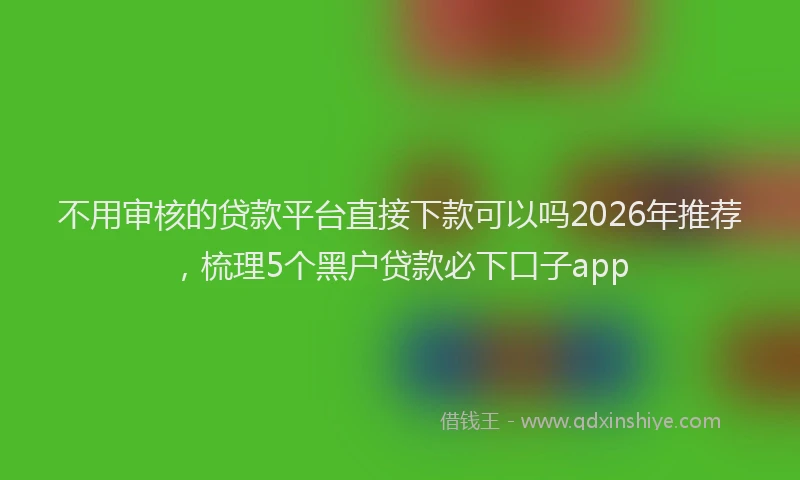 不用审核的贷款平台直接下款可以吗2026年推荐，梳理5个黑户贷款必下口子app