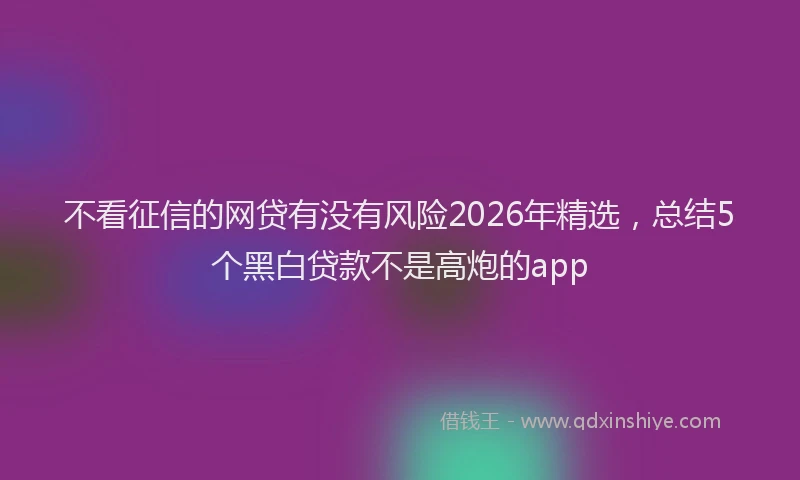 不看征信的网贷有没有风险2026年精选，总结5个黑白贷款不是高炮的app