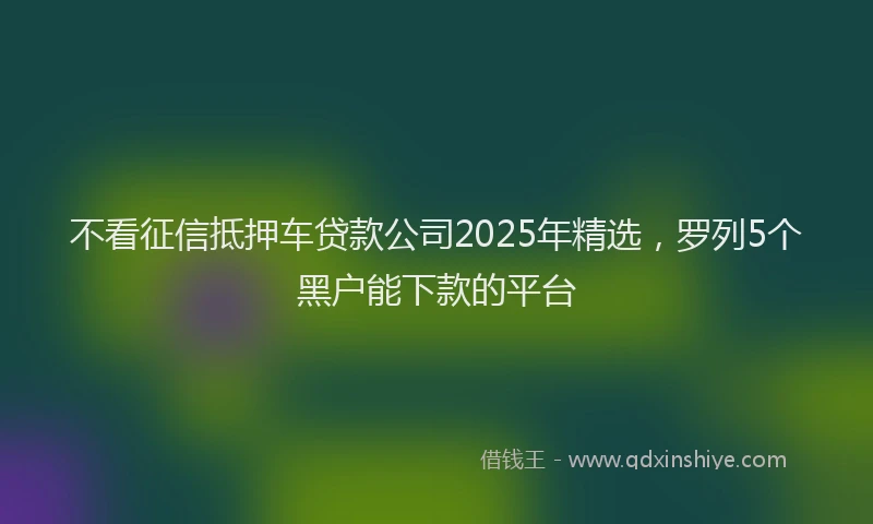不看征信抵押车贷款公司2025年精选，罗列5个黑户能下款的平台