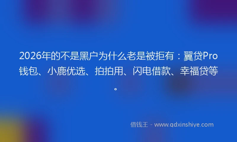 2026年的不是黑户为什么老是被拒有:翼贷Pro钱包、小鹿优选、拍拍用、闪电借款、幸福贷等。
