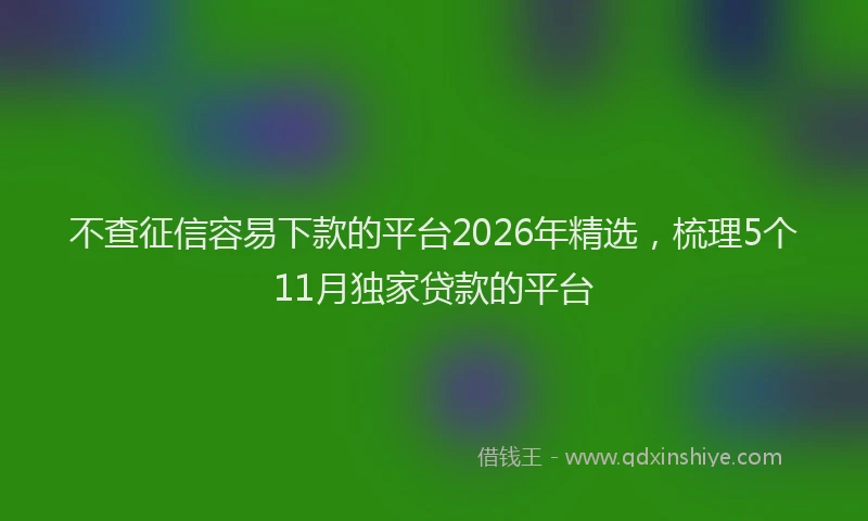 不查征信容易下款的平台2026年精选，梳理5个11月独家贷款的平台