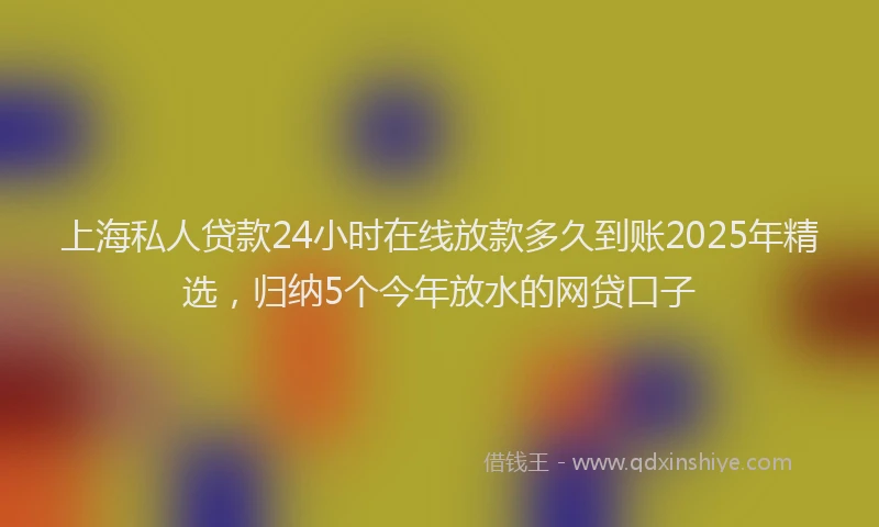 上海私人贷款24小时在线放款多久到账2025年精选，归纳5个今年放水的网贷口子