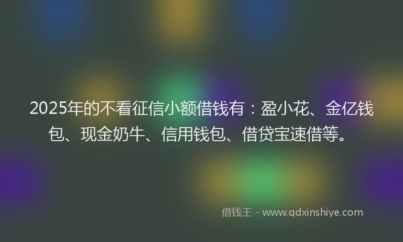 2025年的不看征信小额借钱有：盈小花、金亿钱包、现金奶牛、信用钱包、借贷宝速借等。