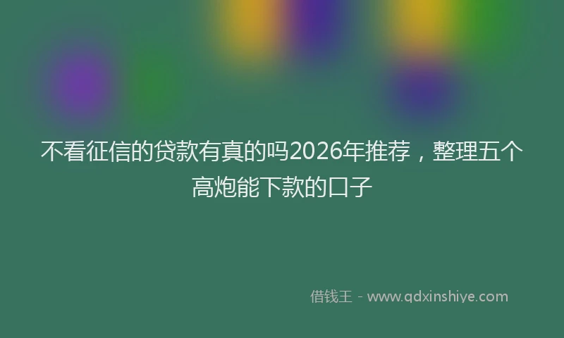 不看征信的贷款有真的吗2026年推荐，整理五个高炮能下款的口子