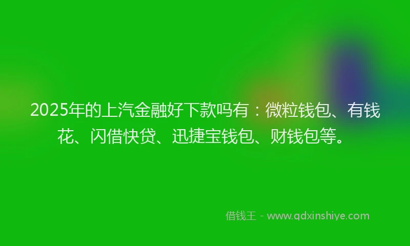 2025年的上汽金融好下款吗有：微粒钱包、有钱花、闪借快贷、迅捷宝钱包、财钱包等。