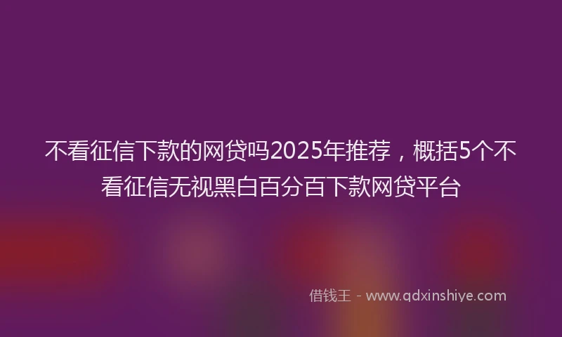 不看征信下款的网贷吗2025年推荐,概括5个不看征信无视黑白百分百下款网贷平台