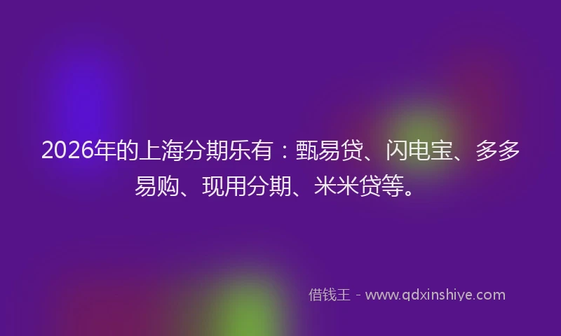 2026年的上海分期乐有：甄易贷、闪电宝、多多易购、现用分期、米米贷等。