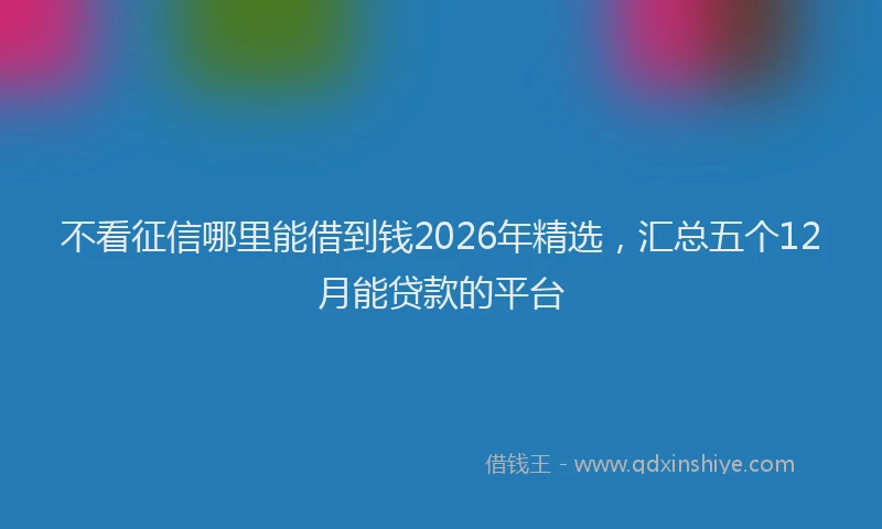不看征信哪里能借到钱2026年精选，汇总五个12月能贷款的平台