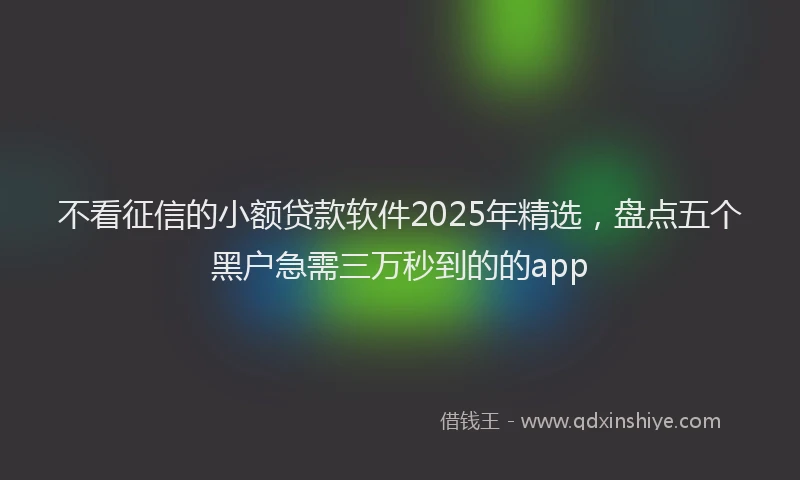 不看征信的小额贷款软件2025年精选，盘点五个黑户急需三万秒到的的app