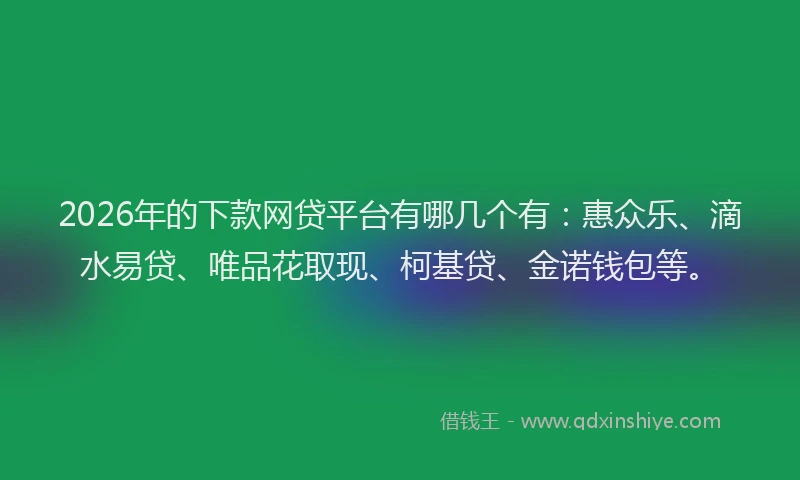 2026年的下款网贷平台有哪几个有:惠众乐、滴水易贷、唯品花取现、柯基贷、金诺钱包等。