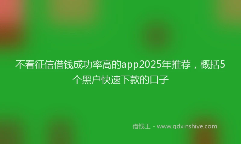 不看征信借钱成功率高的app2025年推荐，概括5个黑户快速下款的口子