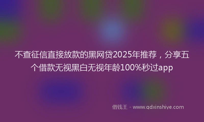 不查征信直接放款的黑网贷2025年推荐，分享五个借款无视黑白无视年龄100%秒过app