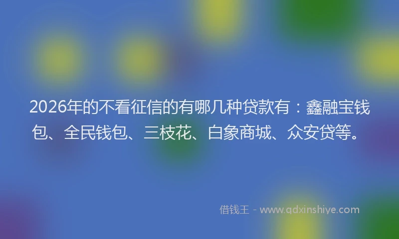 2026年的不看征信的有哪几种贷款有：鑫融宝钱包、全民钱包、三枝花、白象商城、众安贷等。