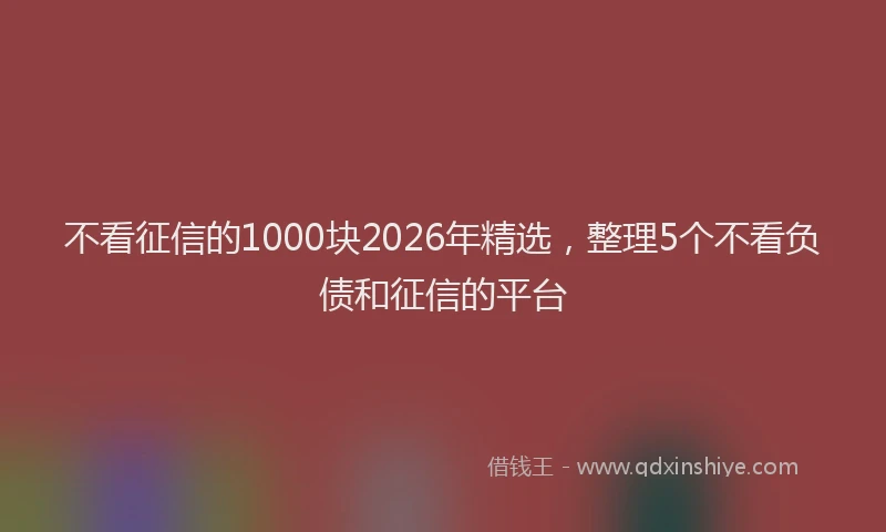 不看征信的1000块2026年精选，整理5个不看负债和征信的平台