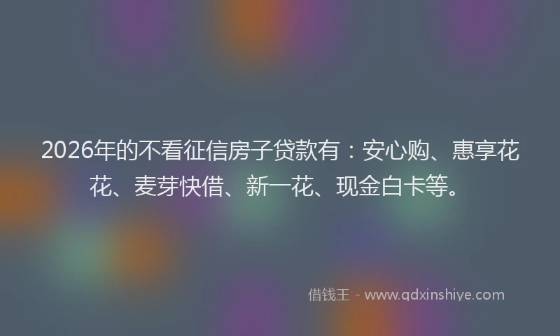 2026年的不看征信房子贷款有：安心购、惠享花花、麦芽快借、新一花、现金白卡等。
