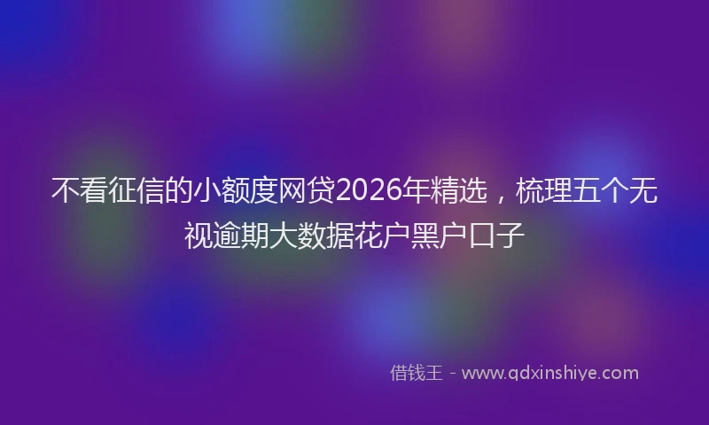 不看征信的小额度网贷2026年精选，梳理五个无视逾期大数据花户黑户口子