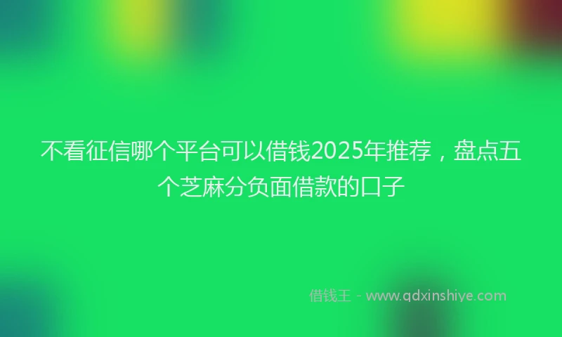 不看征信哪个平台可以借钱2025年推荐，盘点五个芝麻分负面借款的口子