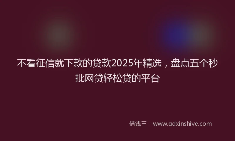 不看征信就下款的贷款2025年精选，盘点五个秒批网贷轻松贷的平台