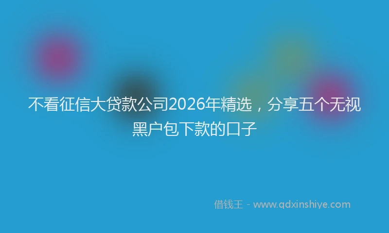不看征信大贷款公司2026年精选，分享五个无视黑户包下款的口子