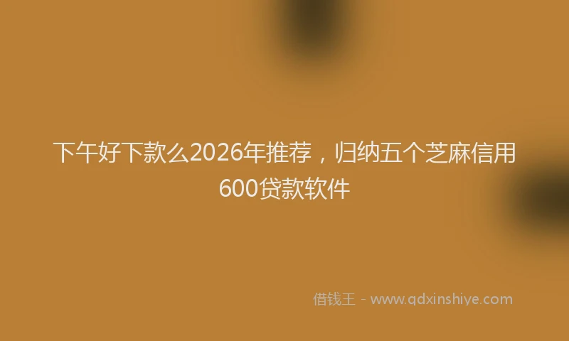 下午好下款么2026年推荐，归纳五个芝麻信用600贷款软件