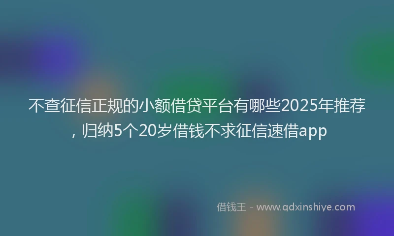 不查征信正规的小额借贷平台有哪些2025年推荐，归纳5个20岁借钱不求征信速借app