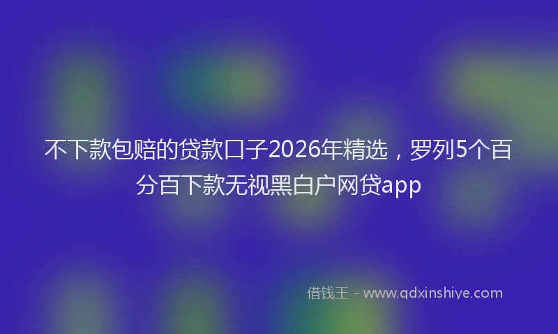 不下款包赔的贷款口子2026年精选，罗列5个百分百下款无视黑白户网贷app