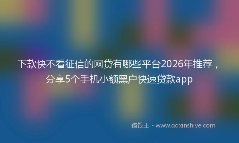 下款快不看征信的网贷有哪些平台2026年推荐，分享5个手机小额黑户快速贷款app