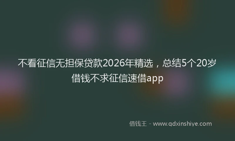 不看征信无担保贷款2026年精选，总结5个20岁借钱不求征信速借app