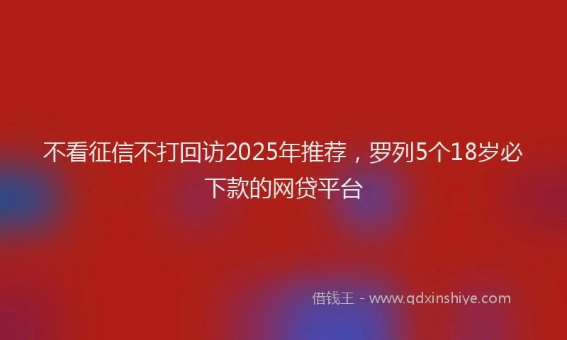 不看征信不打回访2025年推荐，罗列5个18岁必下款的网贷平台