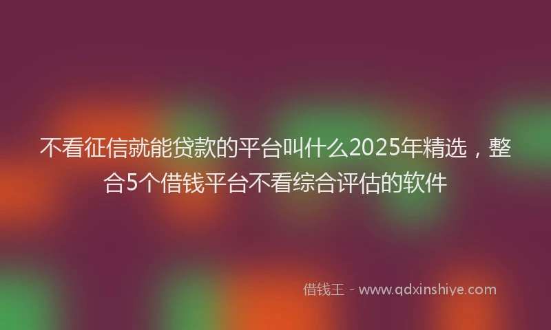 不看征信就能贷款的平台叫什么2025年精选，整合5个借钱平台不看综合评估的软件