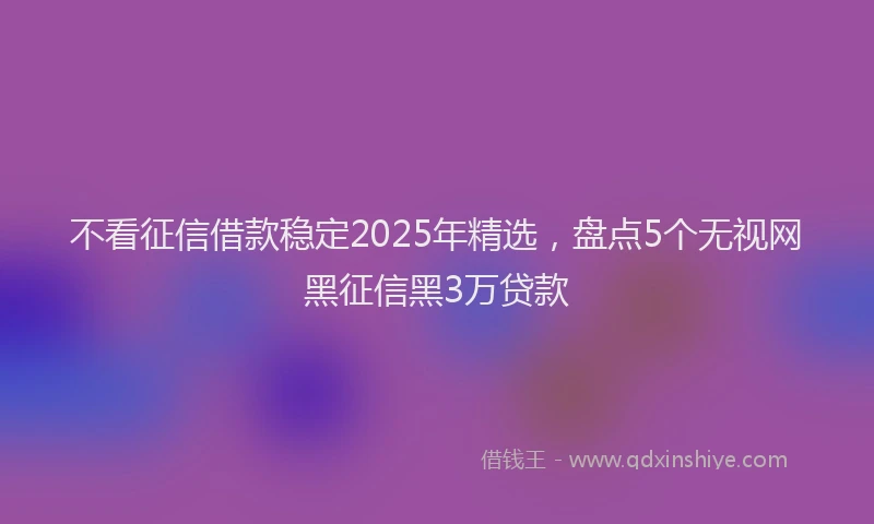 不看征信借款稳定2025年精选，盘点5个无视网黑征信黑3万贷款