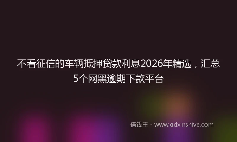 不看征信的车辆抵押贷款利息2026年精选，汇总5个网黑逾期下款平台