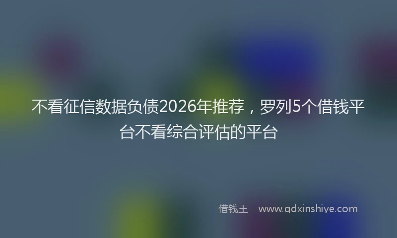 不看征信数据负债2026年推荐，罗列5个借钱平台不看综合评估的平台