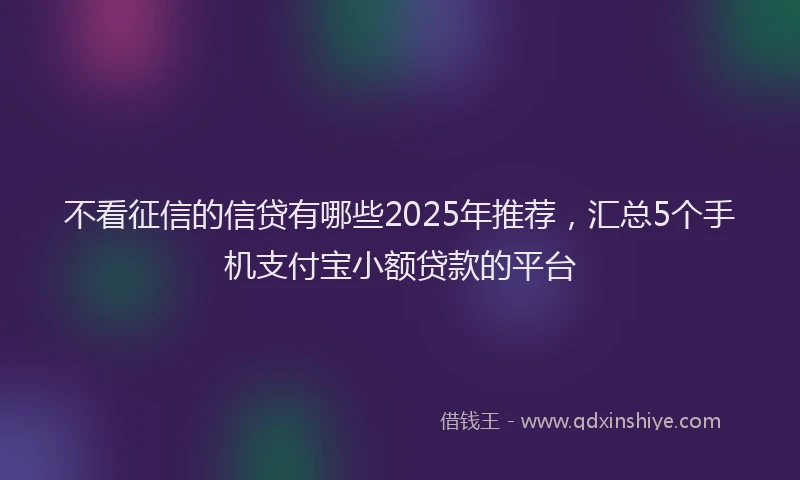 不看征信的信贷有哪些2025年推荐，汇总5个手机支付宝小额贷款的平台