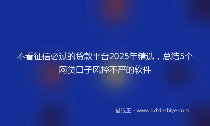 不看征信必过的贷款平台2025年精选，总结5个网贷口子风控不严的软件