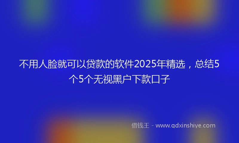 不用人脸就可以贷款的软件2025年精选,总结5个5个无视黑户下款口子