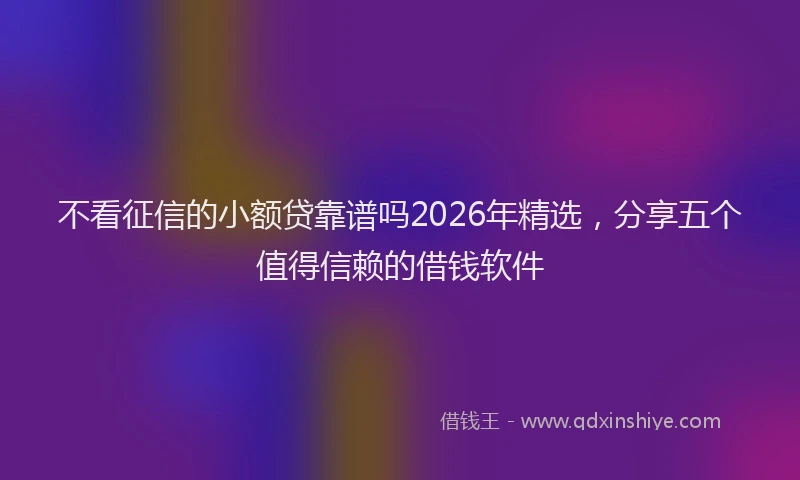 不看征信的小额贷靠谱吗2026年精选，分享五个值得信赖的借钱软件