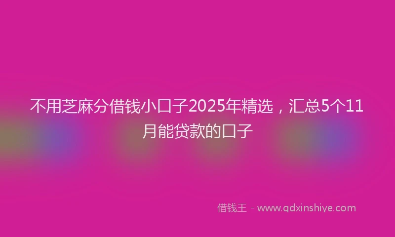 不用芝麻分借钱小口子2025年精选,汇总5个11月能贷款的口子