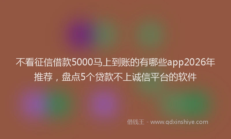 不看征信借款5000马上到账的有哪些app2026年推荐，盘点5个贷款不上诚信平台的软件