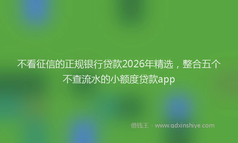 不看征信的正规银行贷款2026年精选,整合五个不查流水的小额度贷款app