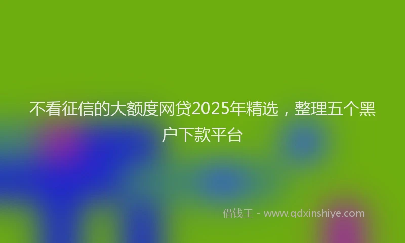 不看征信的大额度网贷2025年精选，整理五个黑户下款平台