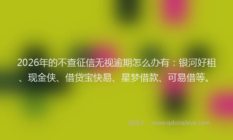 2026年的不查征信无视逾期怎么办有：银河好租、现金侠、借贷宝快易、星梦借款、可易借等。