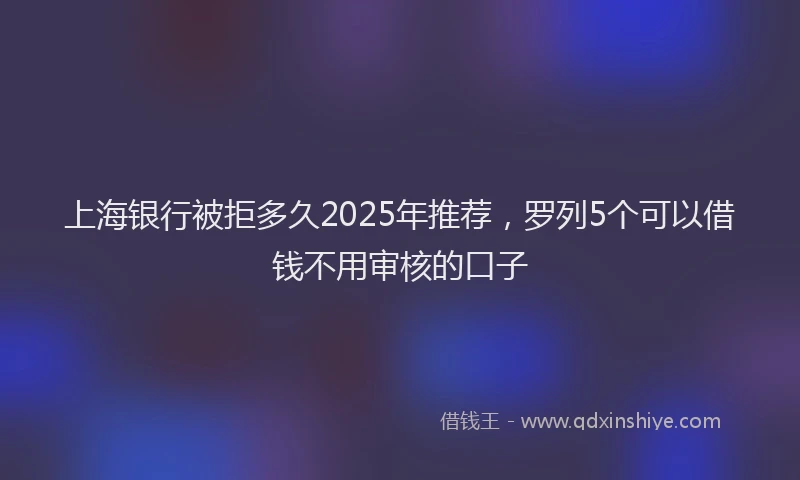上海银行被拒多久2025年推荐，罗列5个可以借钱不用审核的口子