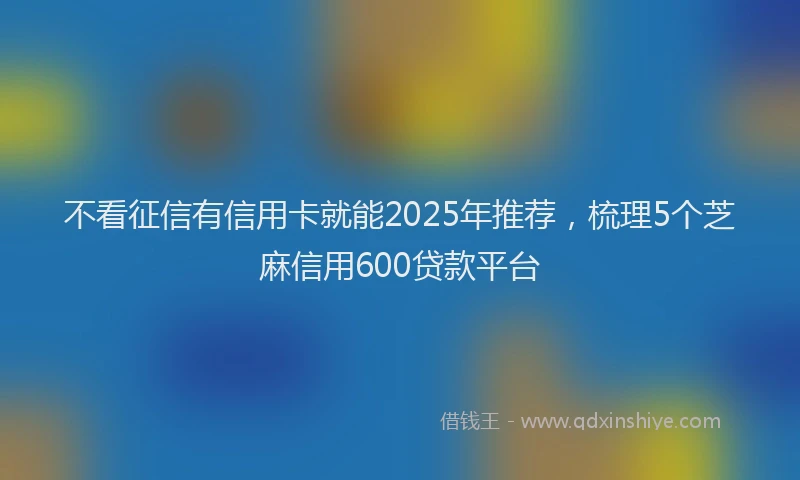 不看征信有信用卡就能2025年推荐，梳理5个芝麻信用600贷款平台