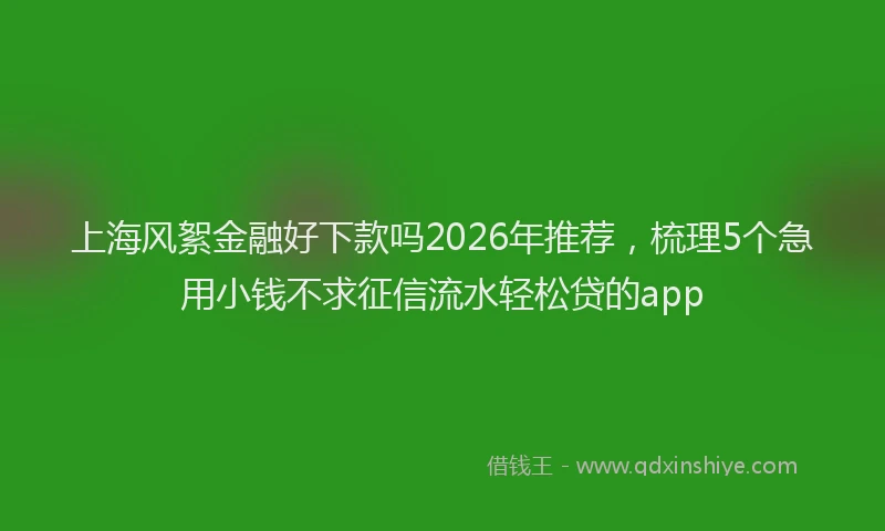 上海风絮金融好下款吗2026年推荐，梳理5个急用小钱不求征信流水轻松贷的app